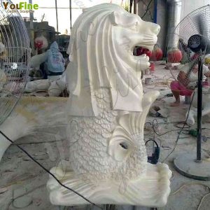 Наружное Украшение В Натуральную Величину Сингапур Лев Рыба Статуя Мраморная Статуя Льва