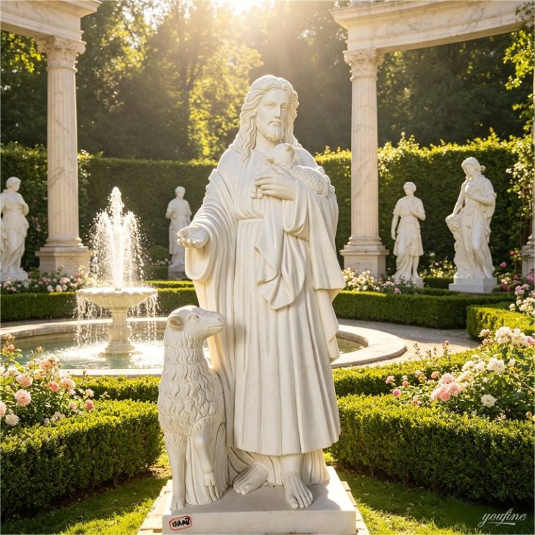 Мраморная статуя Иисуса Доброго Пастыря  в натуральную величину YRMJ-008