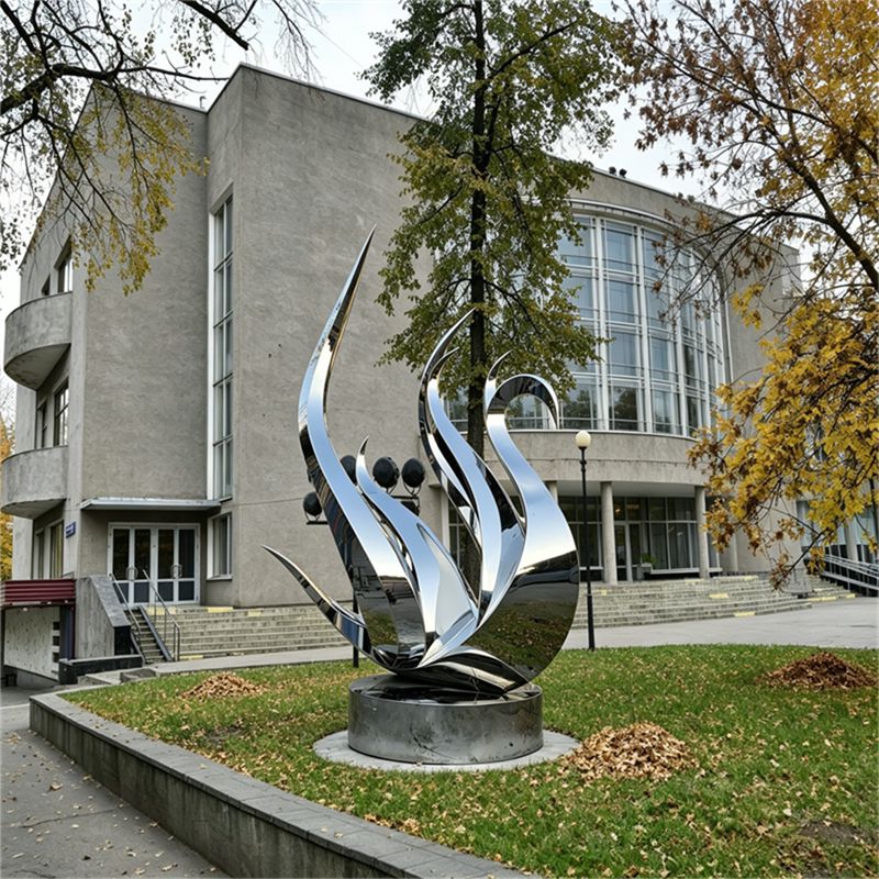 Абстрактная Скульптура Лебедя Из Нержавеющей Стали