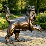 бронзовая памятная скульптура мифического зверя Бабра