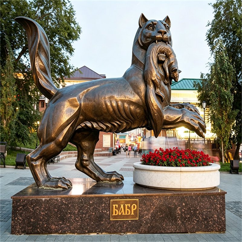 бронзовая памятная скульптура мифического зверя Бабра