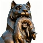 бронзовая памятная скульптура мифического зверя Бабра