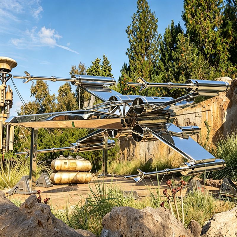 Скульптура модели звёздного истребителя T-65 X-wing из нержавеющей стали