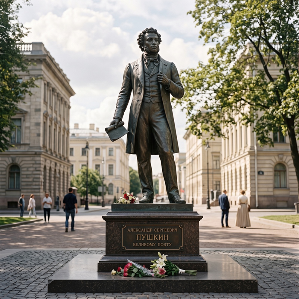 бронзовый памятник пушкину
