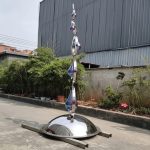 Кинетическая Скульптура из Нержавейки «Капли и кольца»