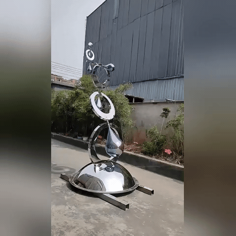 Кинетическая Скульптура из Нержавейки «Капли и кольца»