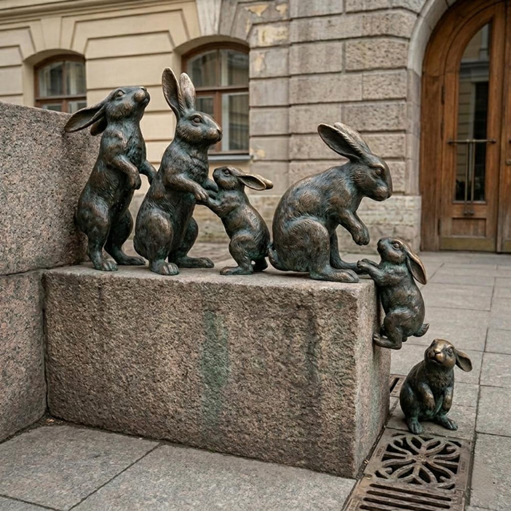 Скульптурная композиция Зайцы